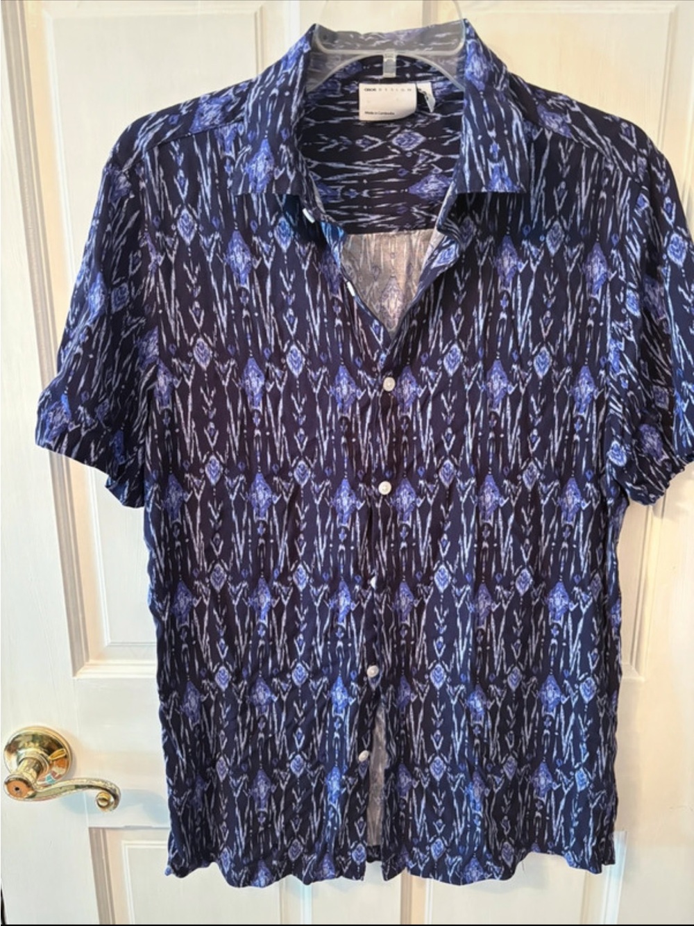 ASOS Design Blue Patterned Short-Sleeve Shirt
